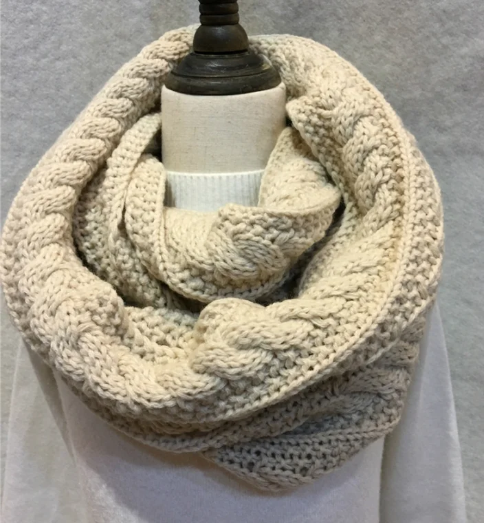 Зимний теплый шерстяной шарф женский корейский крученый жаккардовый простой шарф женский двусторонний вязаный шарф аксессуары для холодной погоды