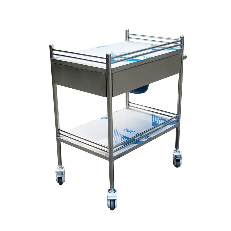 Hospital Medical Commercial 304 SS Mayo Work Instrument Prep Sorting Catering Operating Trolley Stainless Steel Surgical Table