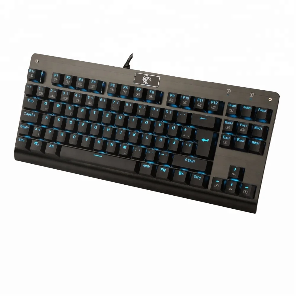 German Layout Wired Mechanical Keyboard 88 Keys Real RGB Blue Switch LED Backlit Gaming Keyboards for Gamer Computer