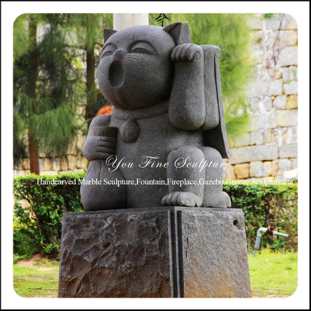 Outdoor Large Granite Stone Lucky Cat Statue