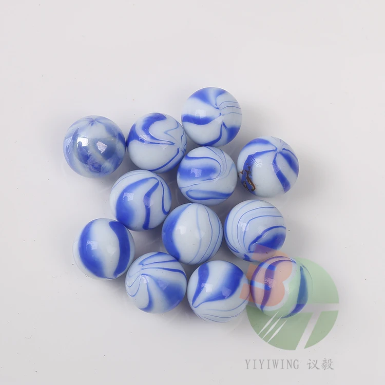 100pcs 16mm  blue  flower colour white creams ceramics solid glass balls  1.6cm cheap wholesale hot sale marble ball Child toys