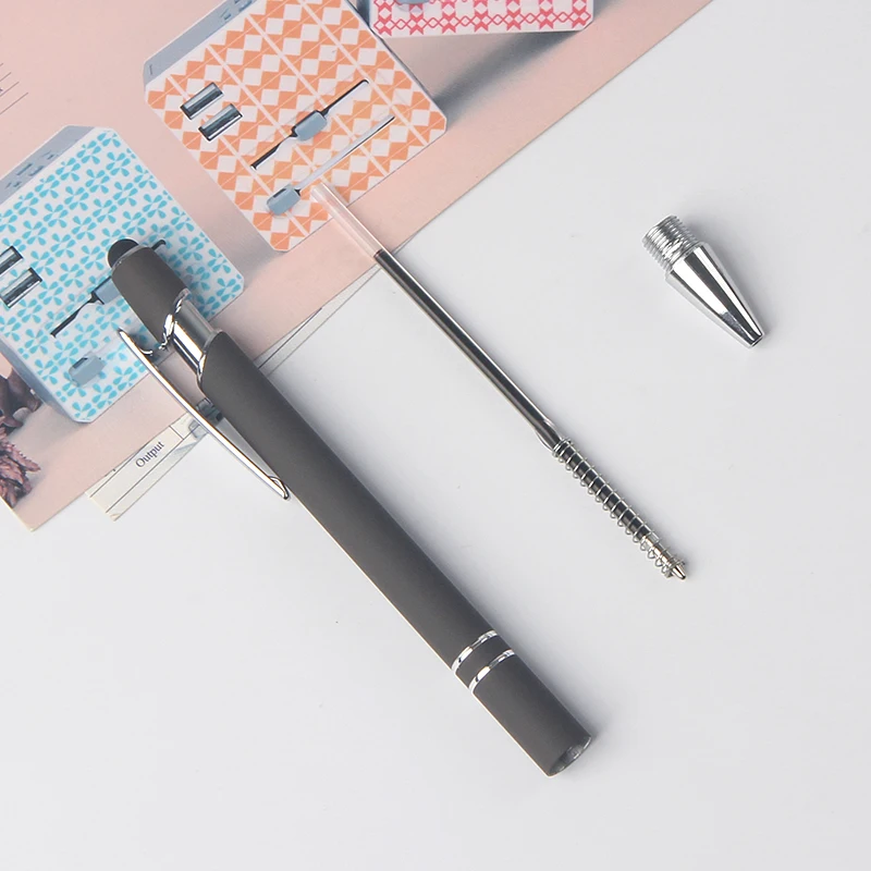 Multicolor promotion soft touch metal pen rubber coated finished pen with aluminum stylus ball pen