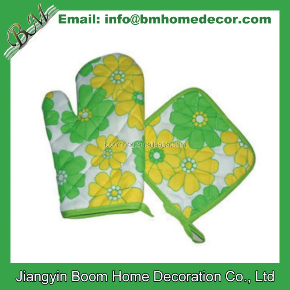 Wholesale Custom Kitchen Cooking Cotton Oven Mitts Sets BBQ Pot Holder