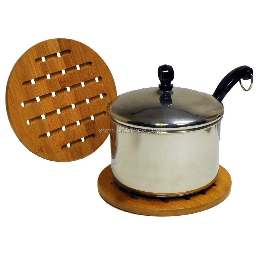 Manufacturer hot bamboo pot mat,round bamboo trivet