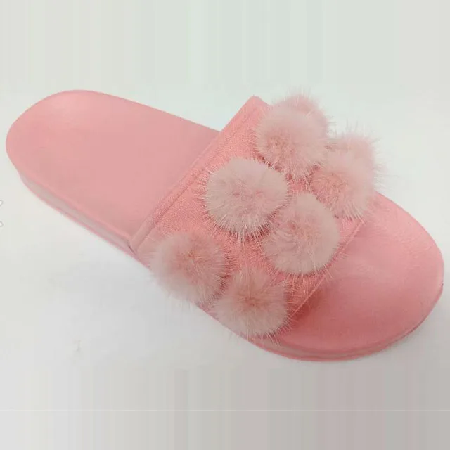 
soft children fur slippers fur slide sandals 