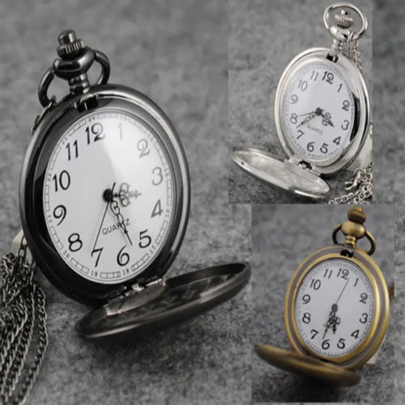 Smooth Shiny Metal case Can Be Laser Own logo on Pocket Cover Whole White Dial Polished Old Pocket Watch