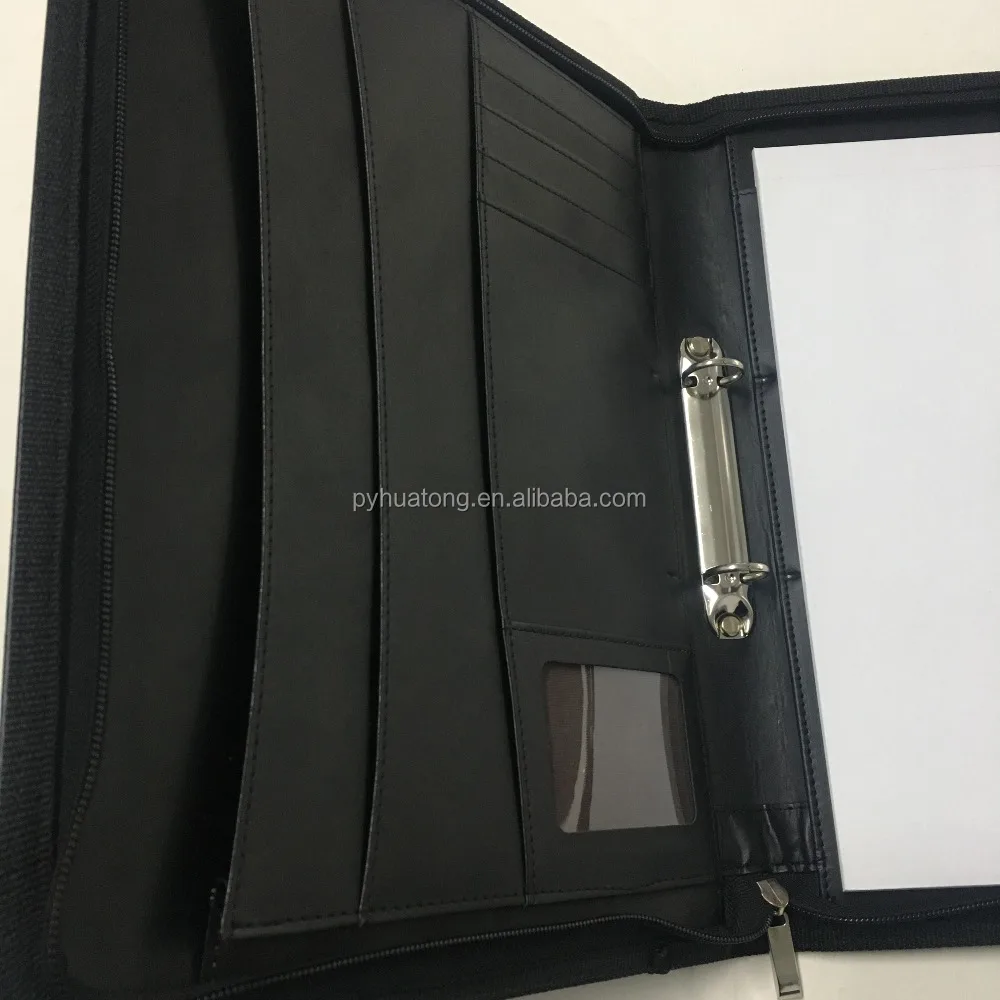 China supplier a4 pu leather compendium/zipper folder
