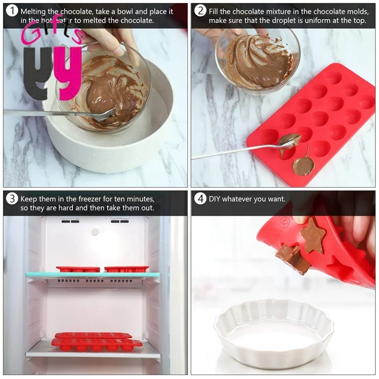 BPA free chocolate Jelly bean star shell heart molds silicone 3d silicone mold