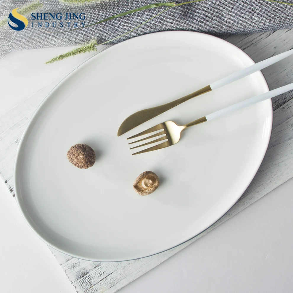 2018 кухонные принадлежности матовый серый 10 дюймов овальных обеденных тарелок фарфора