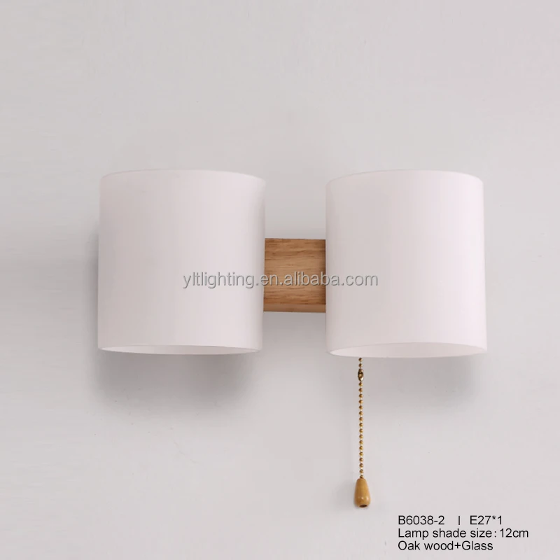 Simple Design Small Wall Lamp Modern Oak Wood and Glass Indoor Wall Light Home Living Room Wall Lamp Customizd Reading Lamp