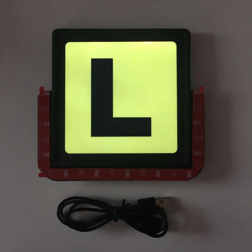 Перезаряжаемые светящиеся светодиодные автомобильные наклейки для нового водителя, P-пластина, наклейки, безопасный автомобильный участок