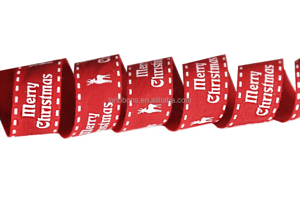 Manufacturer custom 100% single face printed christmas cotton ribbon