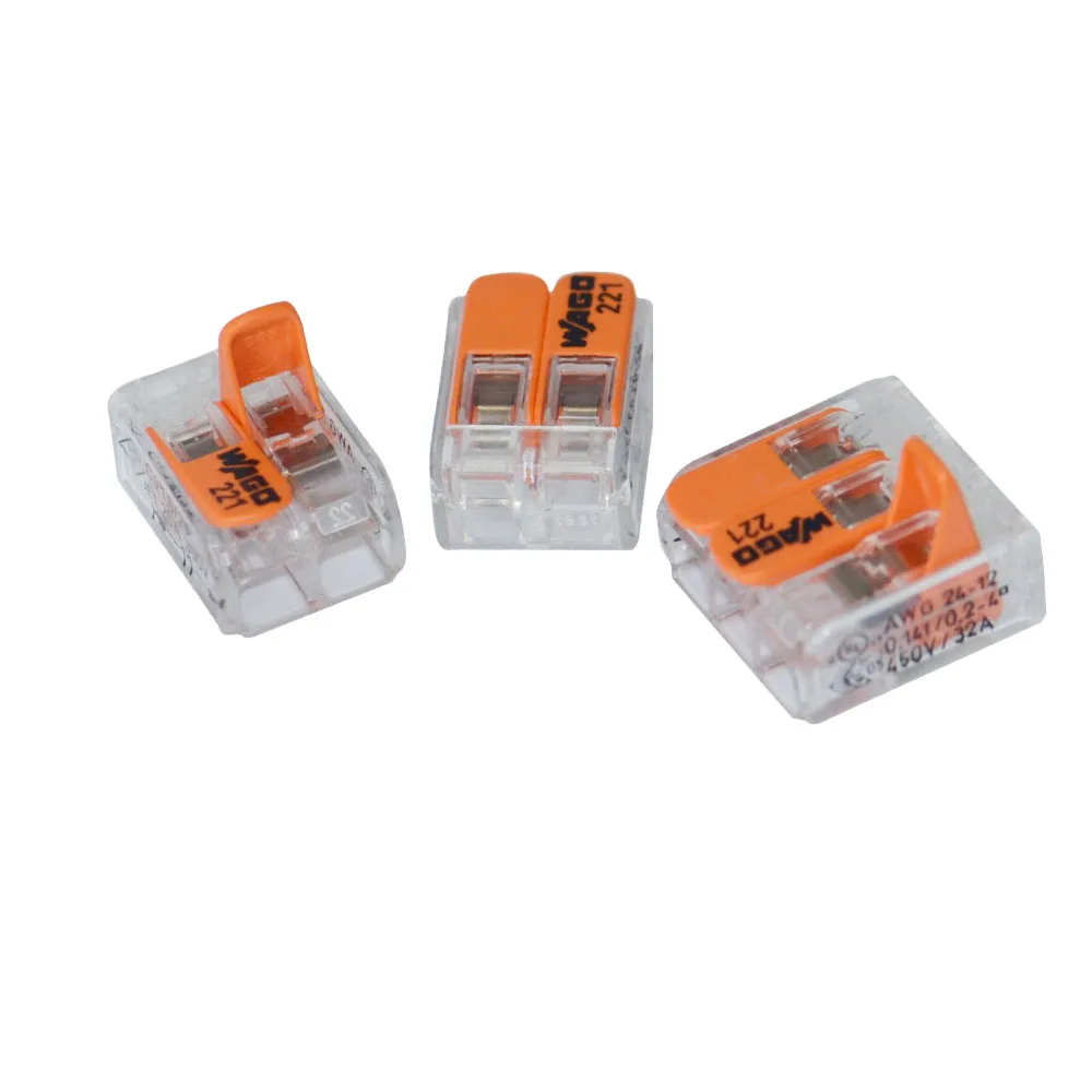 
 Wago 2 проводниковый Соединитель с рычагами, прозрачная упаковочная коробка  