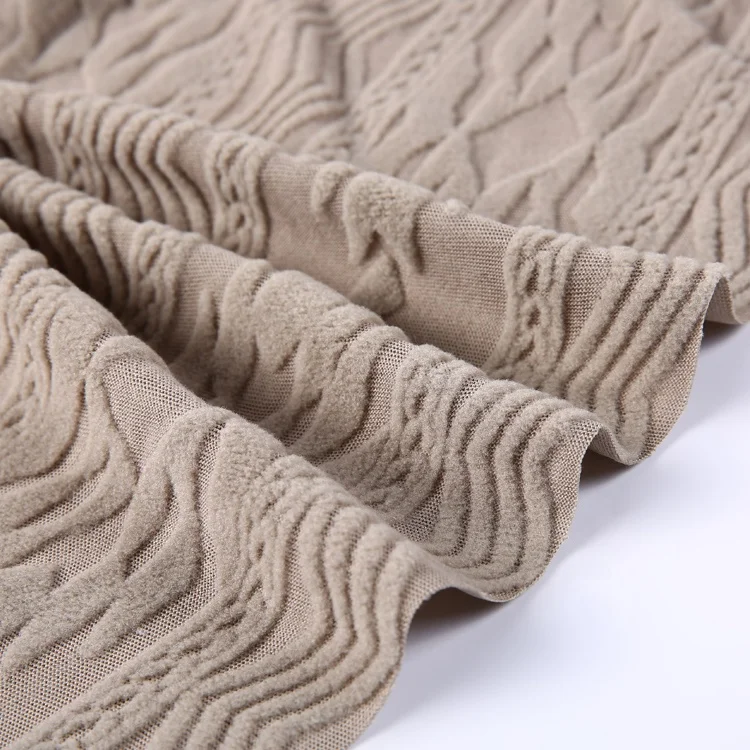 New design 100 polyester knit sweater jacquard textured fleece fabric for scarves