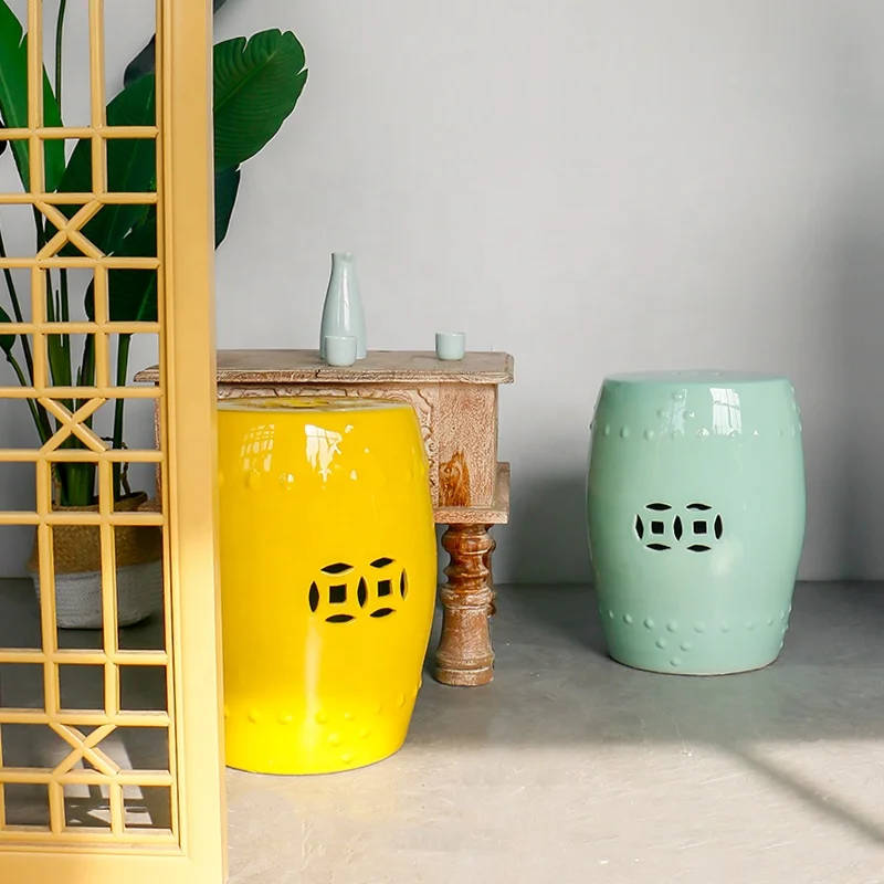 Jingdezhen  Chinese ceramic drum standing  garden seat for outdoor and home decorative shoes changing stool wholesale