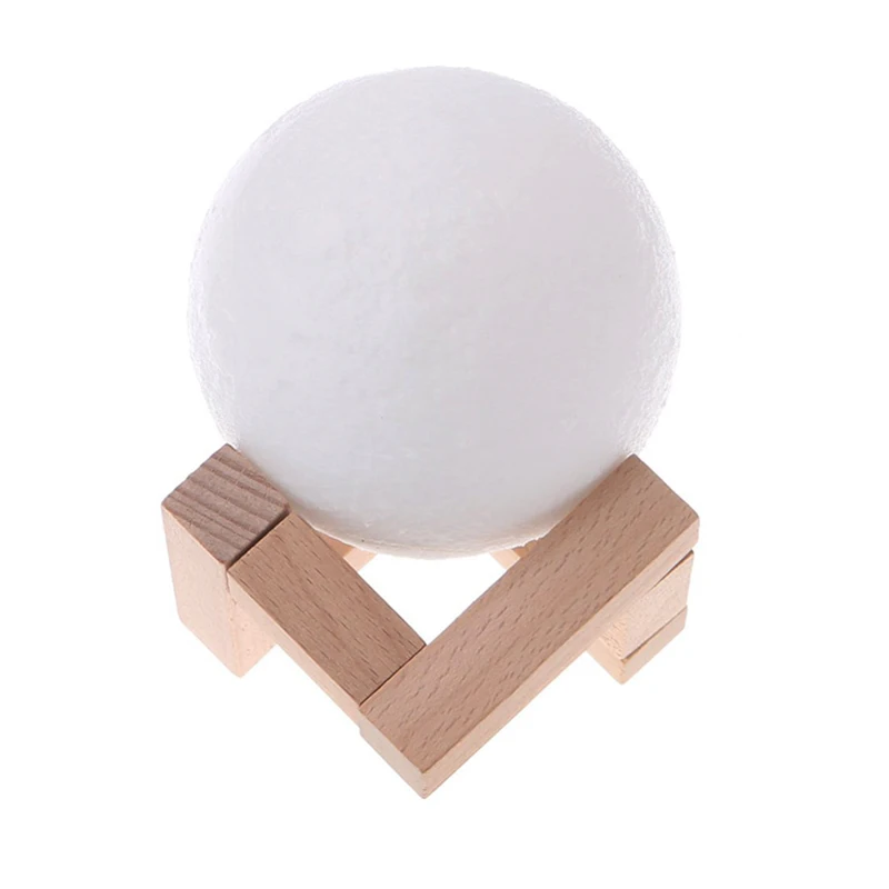 Светодиодный светильник в форме луны, домашний светильник с питанием от аккумулятора и теплым белым светом, лампа в форме луны с 3D рисунком