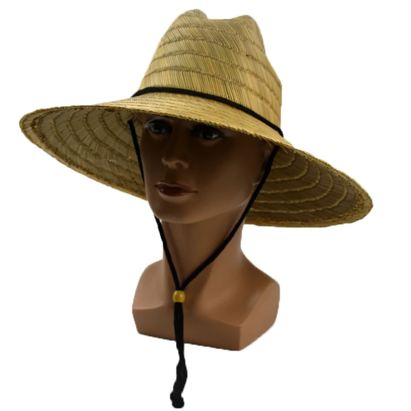 Natural Cheap Straw Lifeguard Hat with Chin Strap