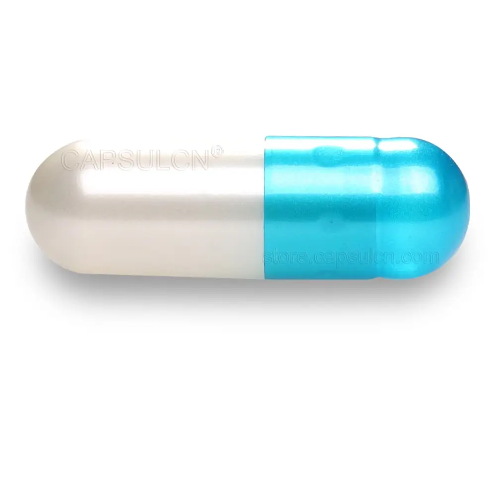 Size 1 Metallic Blue White Pearlescent Gelatin Capsules