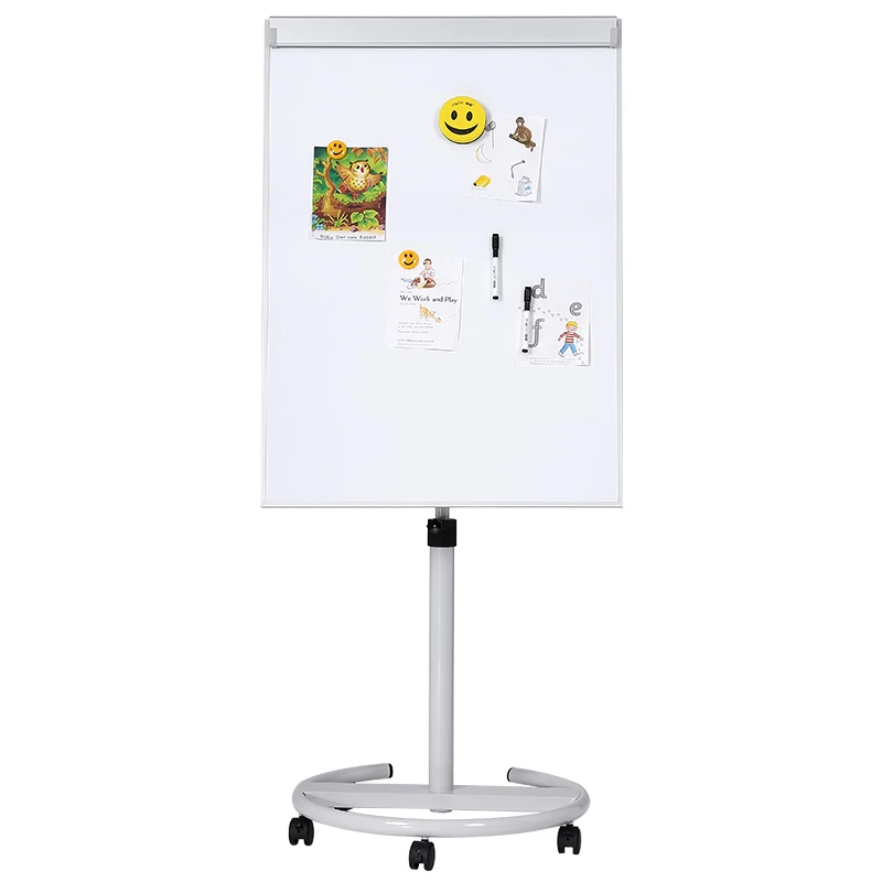 
Mobile Magnetic Display Easel Bulletin Board Flip Chart with Five Wheels for Home Office School 