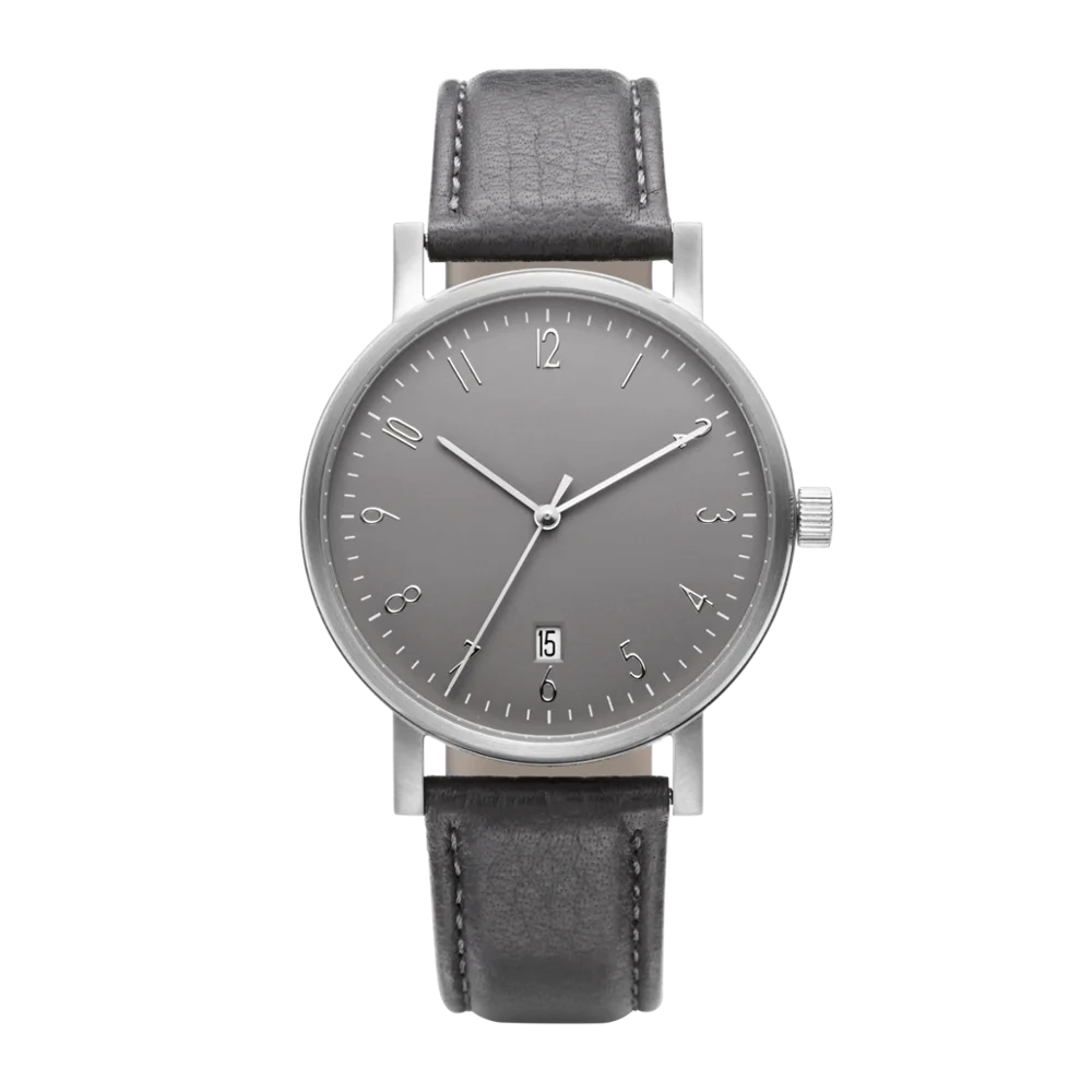 mexda brand Classic design  5ATM waterproof mineral glass Make Your Brand Custom date function Grey Dial minimalist style watch