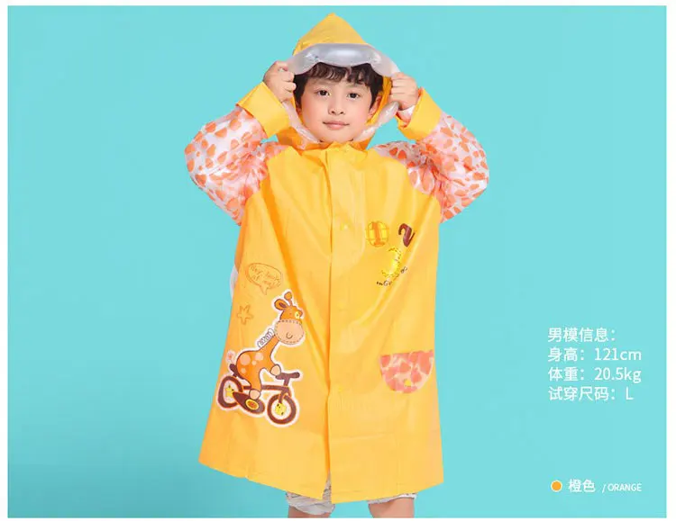 Wholesale foldable pvc fashion rain coat/school bag cover children raincoat MJ-225