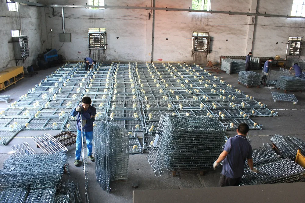 Поддон, Металлический Стальной Оцинкованный Складной Сетчатый Контейнер с колесами