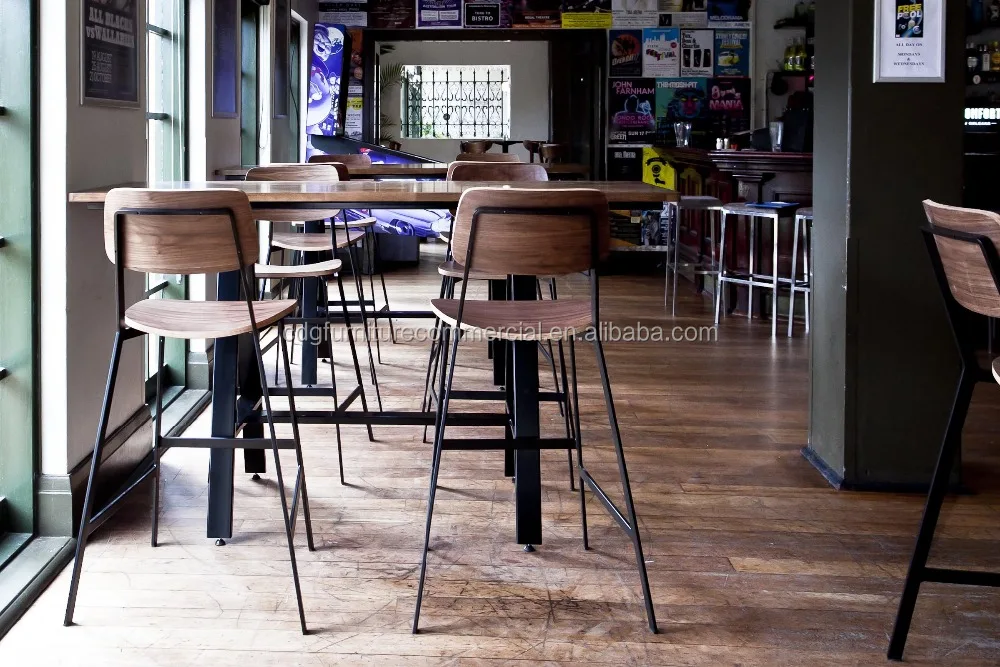 Antique Metal Industrial Bar Stools Copine Sean Dix Wood Bar Chair hotel high back chair
