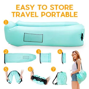 Outdoor Inflatable Lounger Air Sofa Lounge with Pillow Headrest