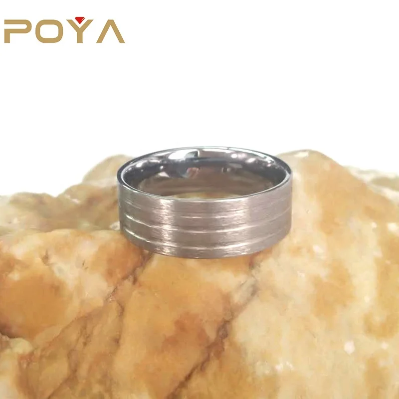 POYA Jewelry 8 мм матовое серебряное титановое кольцо с плоским верхом, ювелирные изделия без рисунка с инкрустацией