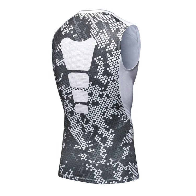 Fitness padded basketball compression t shirt sleeveless