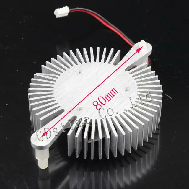 Computer DC 12V 5V 2Pin 80mm VGA Round Aluminum Heatsink Cooler Fan 64*14