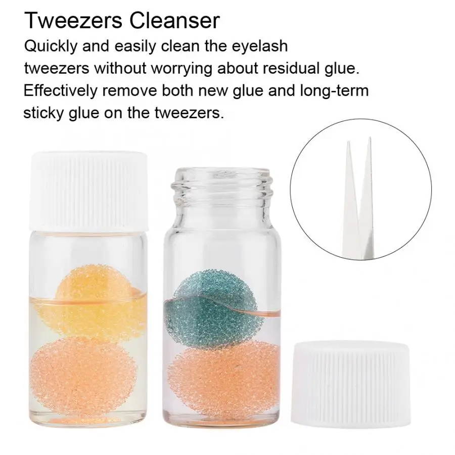 Liquid eye  lash glue remover cleaner Sponge Ball Cleaning Tools Eyelash Extension Glue Tweezers Cleanser