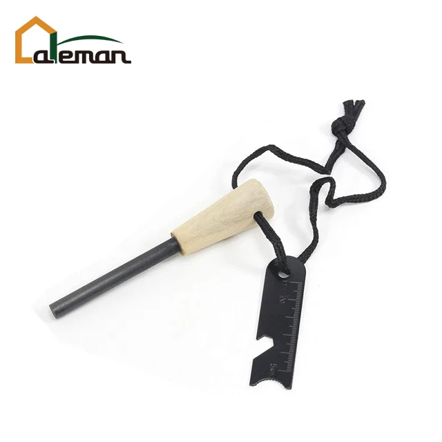 Wooden Handle Fire Starter, Wood Fire Steel/Firesteel/Flint/Fire Kit w/Beer Bottle Opener Striker OEM Orders Accepted