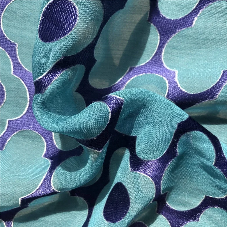 35% Silk 65% Viscose Silk Viscose Burnout Printed Fabric with Good Performance