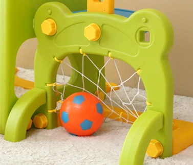 5-in-1:colorful Home use children playgrpund sport toys Kids Slide combination slide & swing & basketball & football