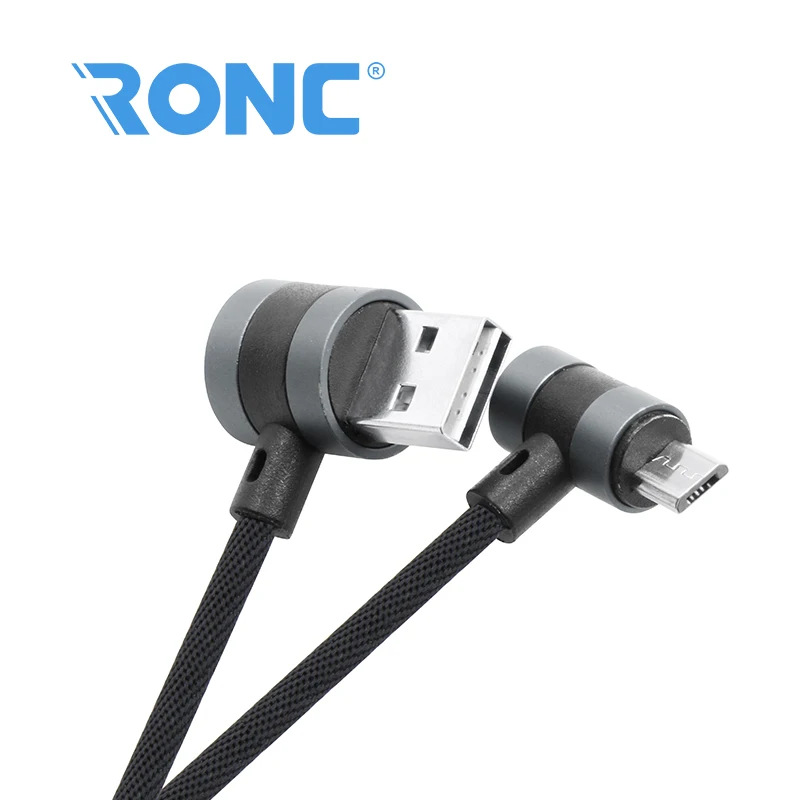 Зарядки передачи данных плетеный нейлоновый 90 градусов Micro USB кабель для телефона