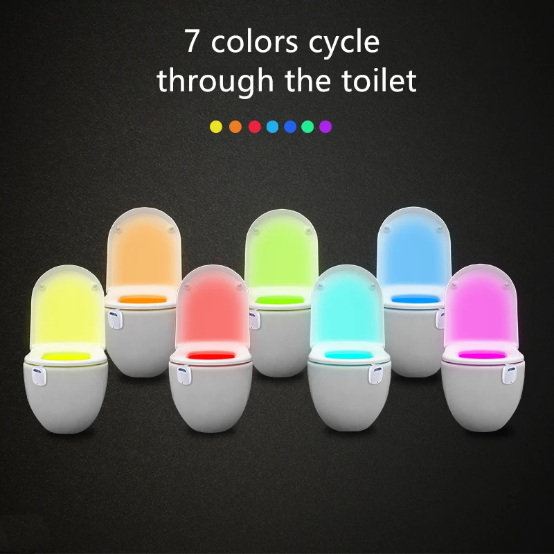 16 colors human intelligence smart led battery motion sensor toilet bowl night light for home