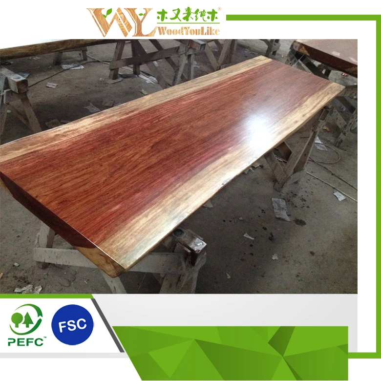 
Best Selling Economic Bubinga Slab Table Solid Redwood Desk 