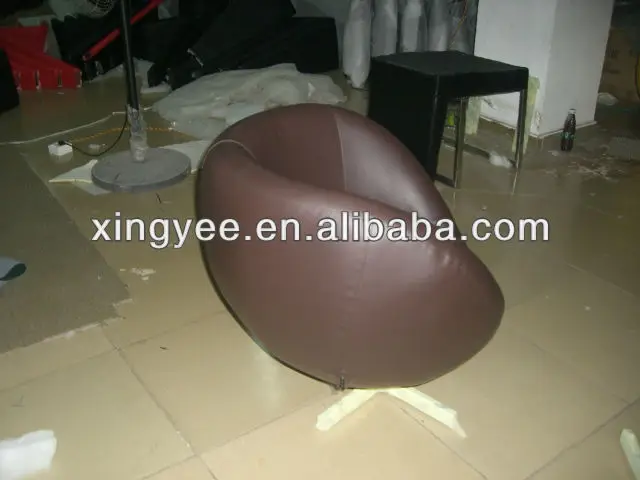Modern living room furniture of house PU swivel ball chair genuine leather round shape chair