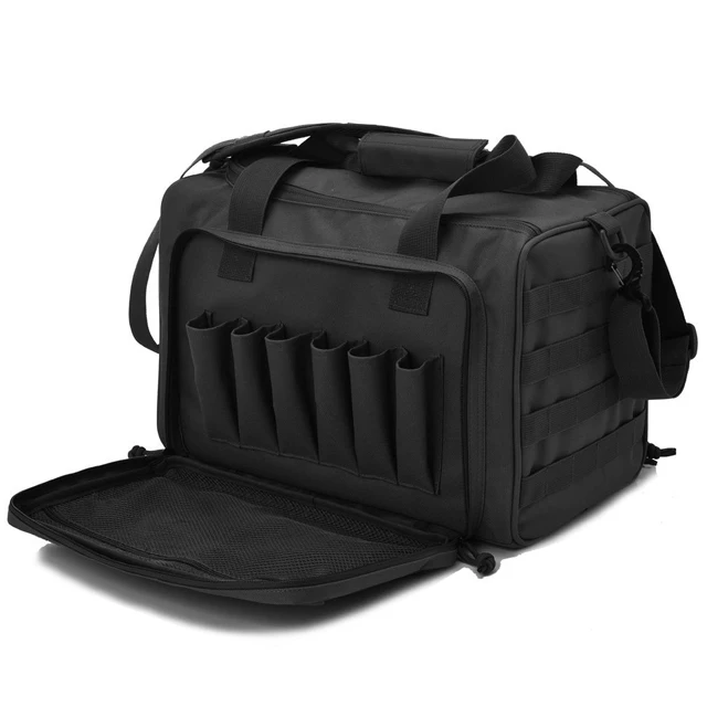Multi-pockets Deluxe Range Duffle Bags Black, Tactical Shooting Range Bag