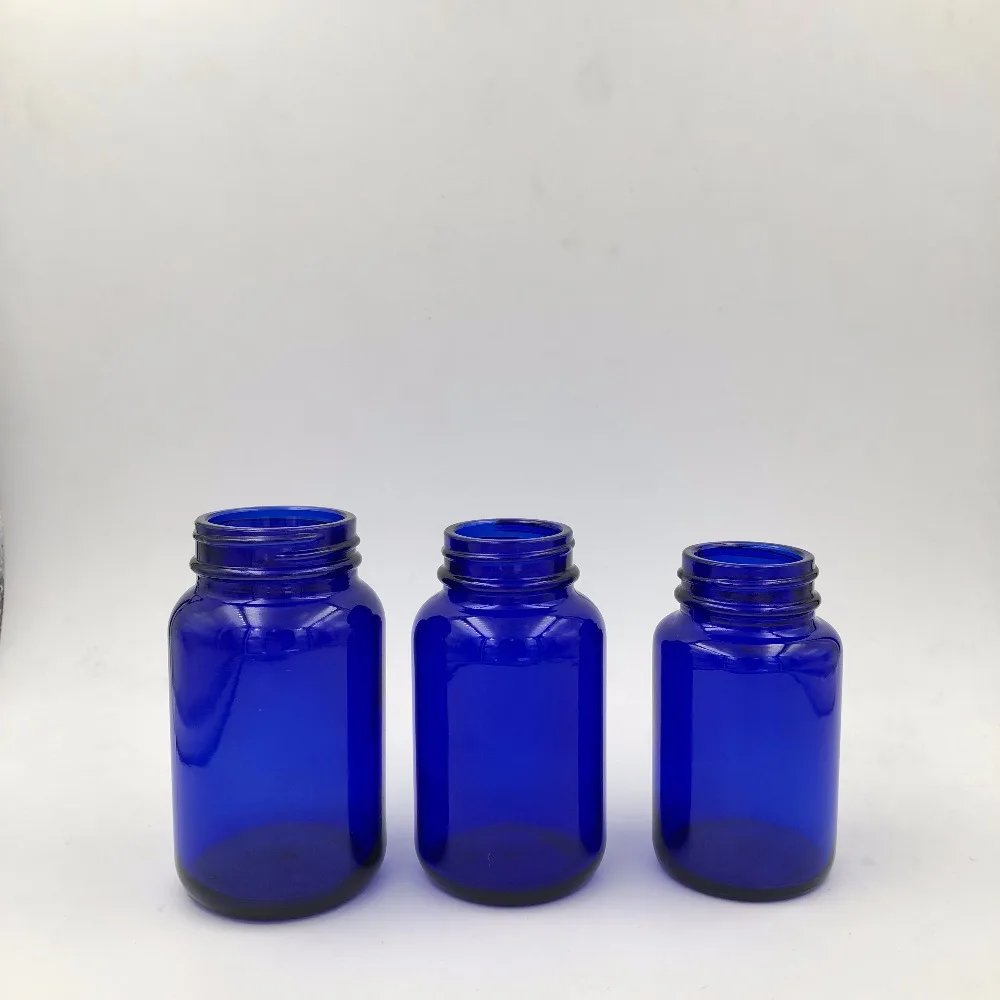 COBALT BLUE GLASS BOTTLE, 120ML, 38-400, FOR FOR FISHOIL CAPSULE