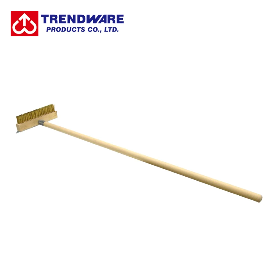 
Heavy Duty Pizza Oven Wire Brush and Scraper with Long Wooden Handle 
