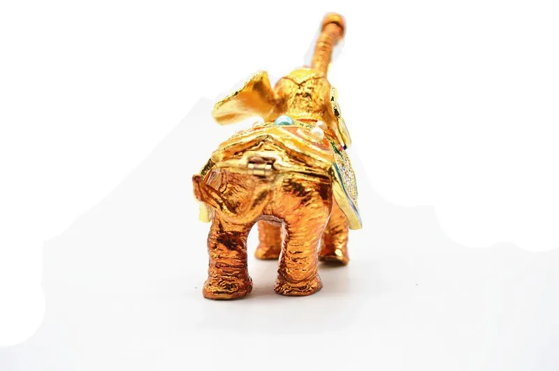 Indian decorative wholesale gift items metal jewelry box brass elephant(QF3644)