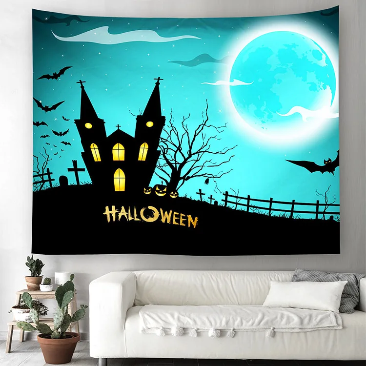 Machine Washable Halloween Custom Printed Wall Hanging Tapestry