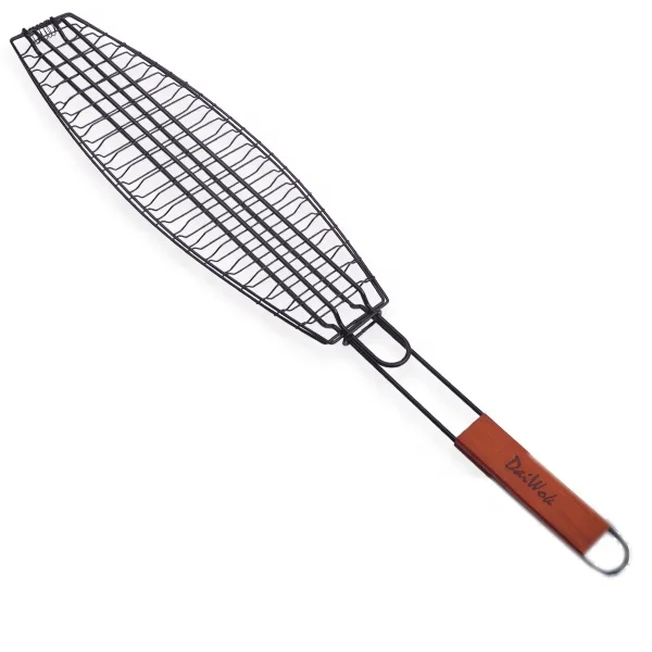 BBQ Hamburger Grilling Basket with wood handle