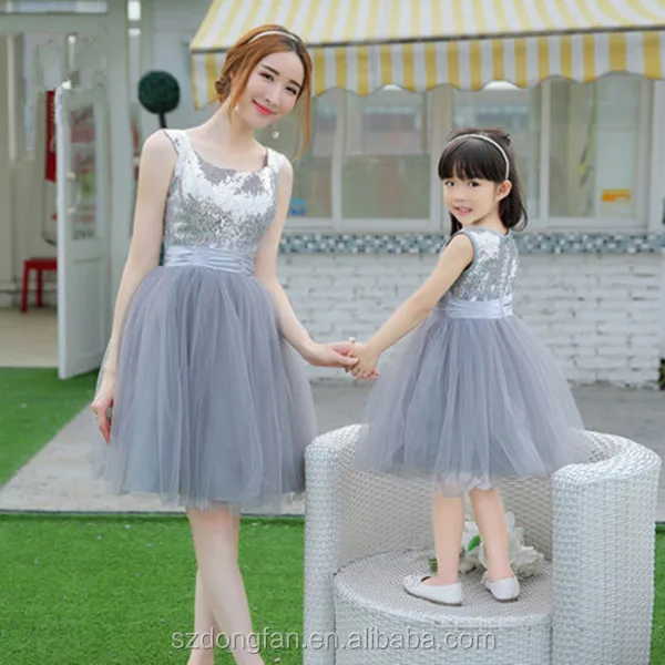 Matching Mother Daughter Dresses New Fashion Sequin Flower Girl Dress Party Birthday Wedding Princess Dress