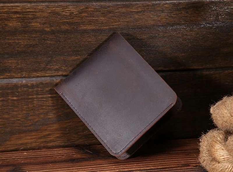 Dreamtop DTC360 slim simple design mens card wallet crazy horse leather wallet bifold in Guangzhou