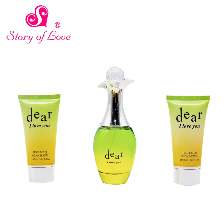 Lemon yellow sexy perfume lady gift set with 5pcs