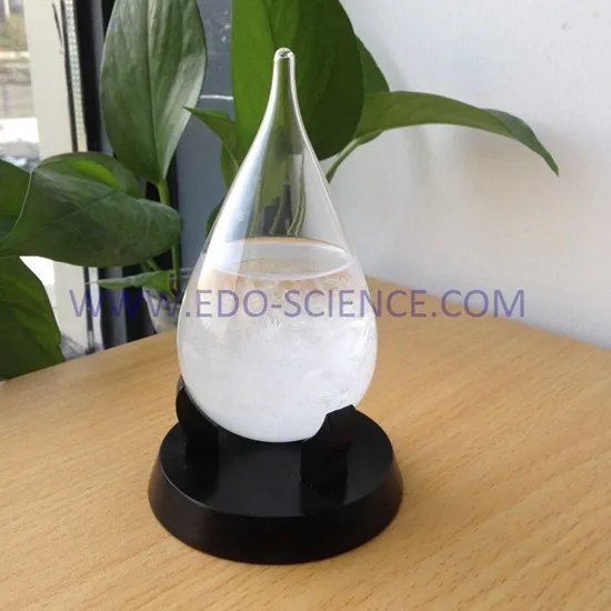 
OEM Logo Gift Admiral Fitzroy Storm Glass Teardrop Weather Forecast Bottle with Wooden Base 