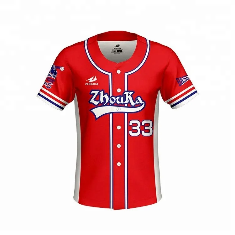 Wholesale red color Baseball uniform full sublimation design by own design OEM baseball jersey for team